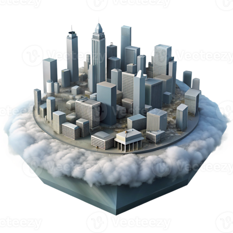 wonderful artistic Misty Metropolis Cutout Soft Blue Lighting Isolated detailed png