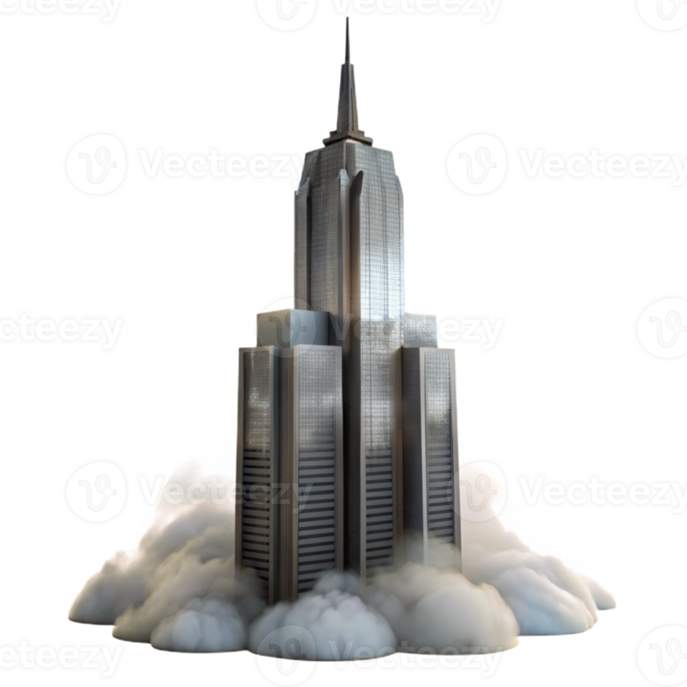 elegant modern Misty Skyscraper Silhouette with Transparent Background authentic png