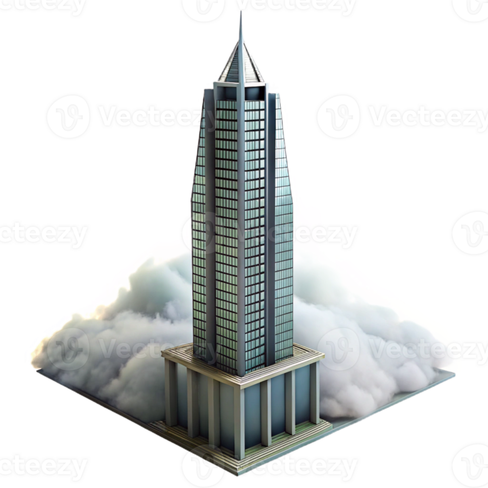 dramatic rustic Misty Skyscraper Cutout with Transparent Background and Dramatic Perspective premium png