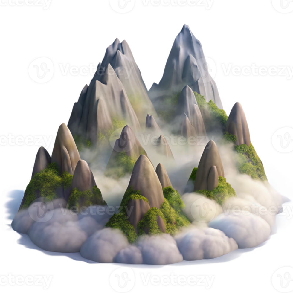 impressive creative Misty Mountain Vista Cutout Soft Lighting genuine png