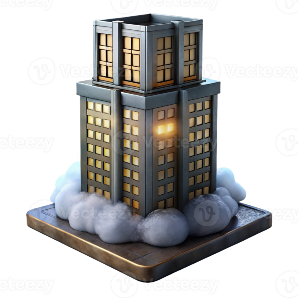 extraordinary vintage Misty Tower Block Cutout Dramatic Lighting original png