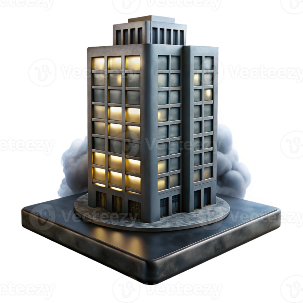 serene modern Misty Tower Block Cutout Dramatic Lighting high quality png