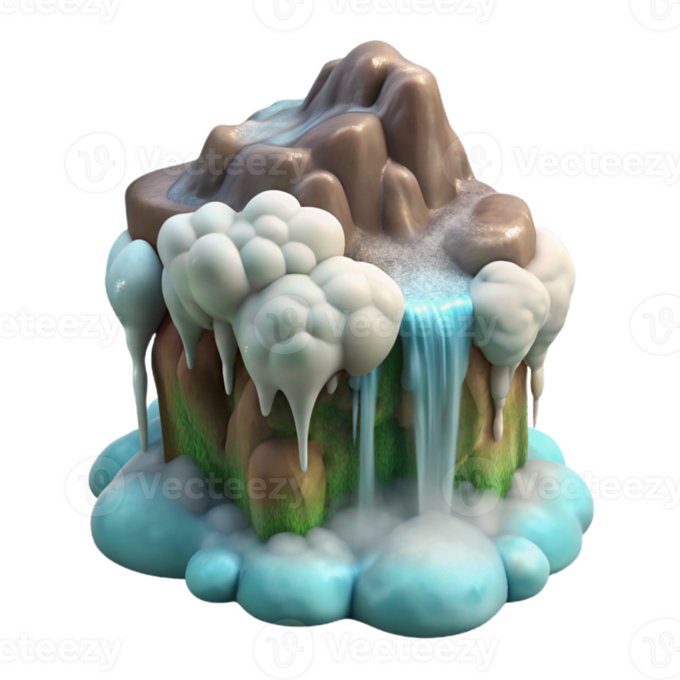 dramatic vintage Misty Waterfall Spray Cutout on Transparent Background genuine png