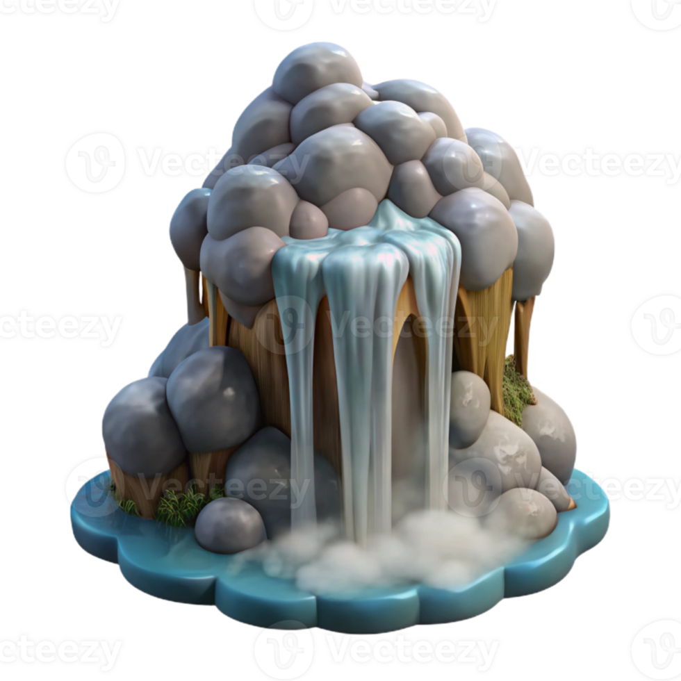 dramatic classic Misty Waterfall Spray Cutout on Transparent Background high resolution png