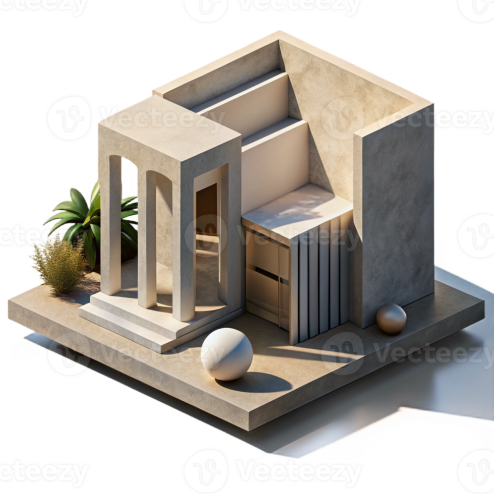 elegant artistic Modern Architecture with Shadow Play Cutout high quality png