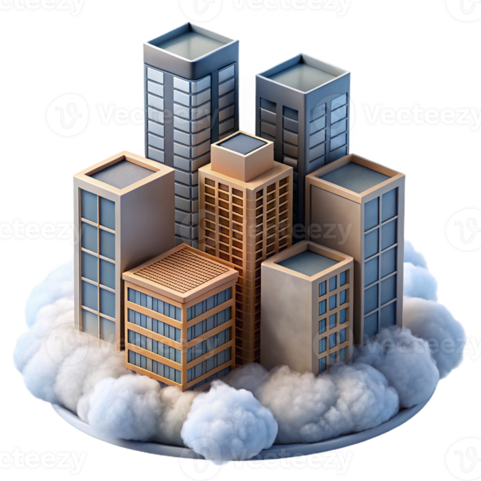 serene traditional Modern Buildings Emerging From Fog Cutout png