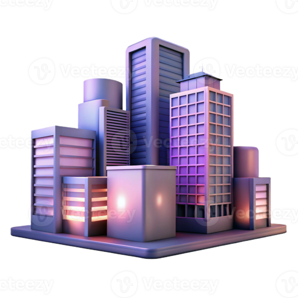 beautiful minimalist Modern Buildings in Twilight Haze Isolated Soft Focus high quality png