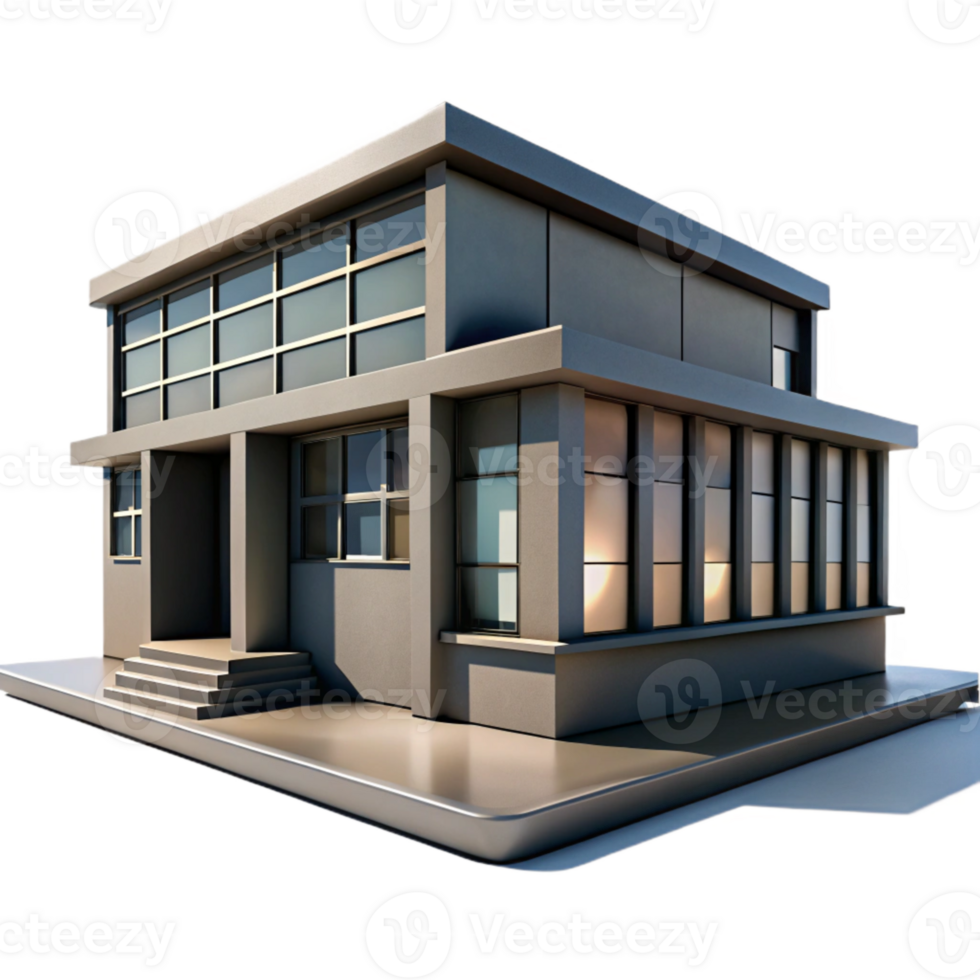 magnificent modern Modern Building with Sharp Shadows Isolated png