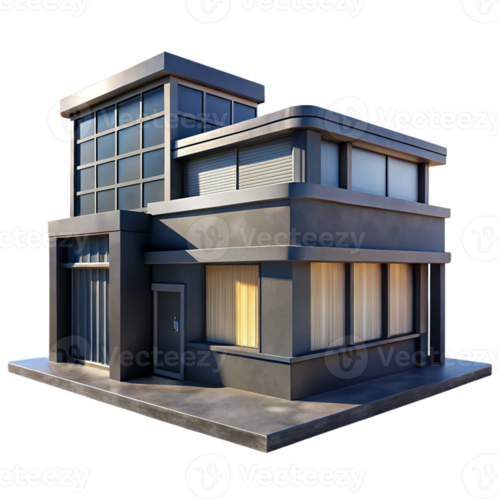 serene classic Modern Building with Deep Shadows Cutout premium png