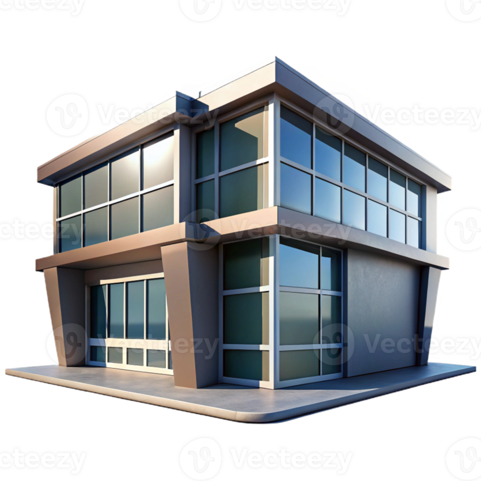wonderful artistic Modern Building with Sharp Shadows Isolated exclusive png