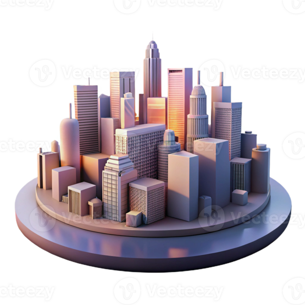stunning contemporary Modern City at Dusk with Silhouetted Buildings Transparent Background professional png