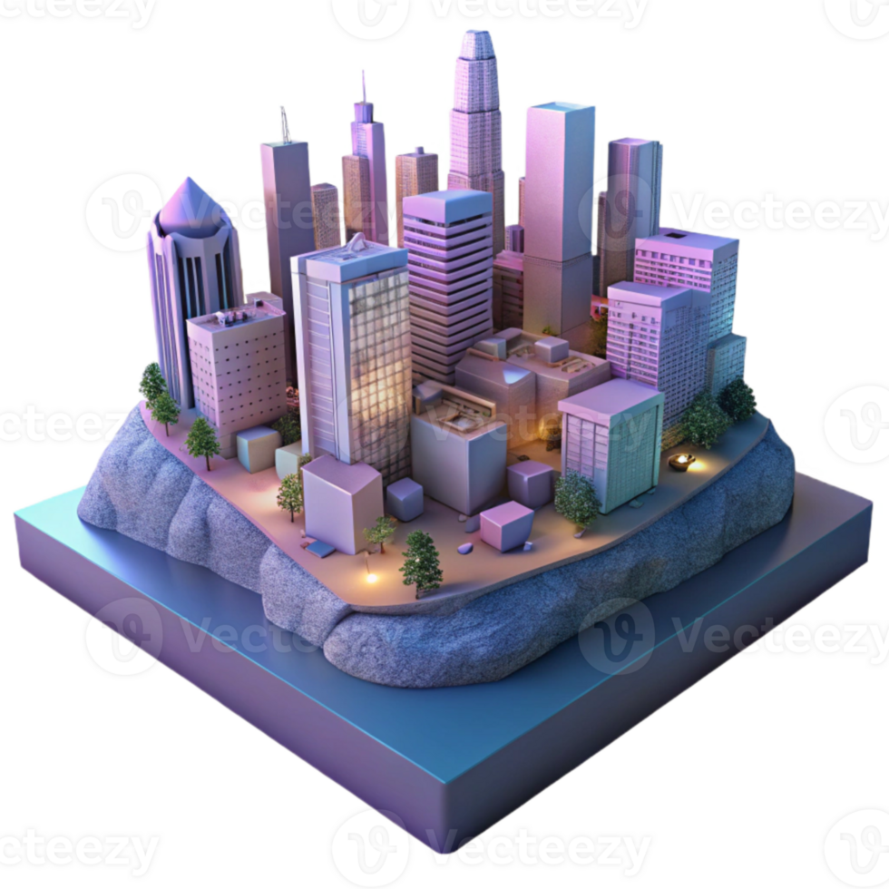 serene classic Modern City at Twilight Isolated Element genuine png