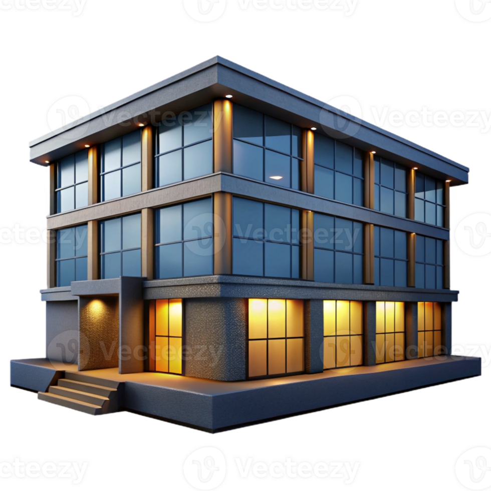 dramatic abstract Modern Office Building at Night Cutout original png