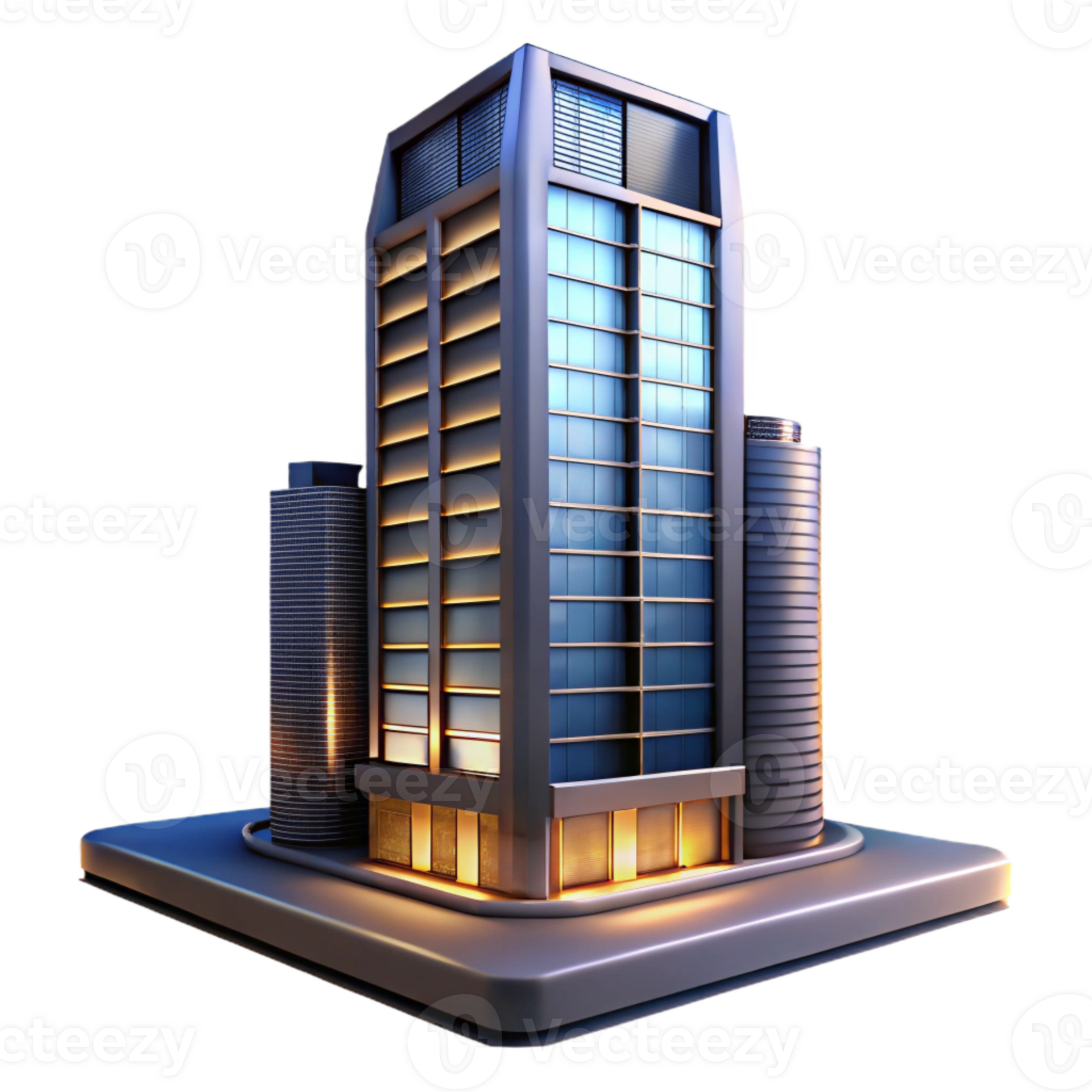 extraordinary minimalist Modern Skyscraper at Dusk Isolated Cutout ...