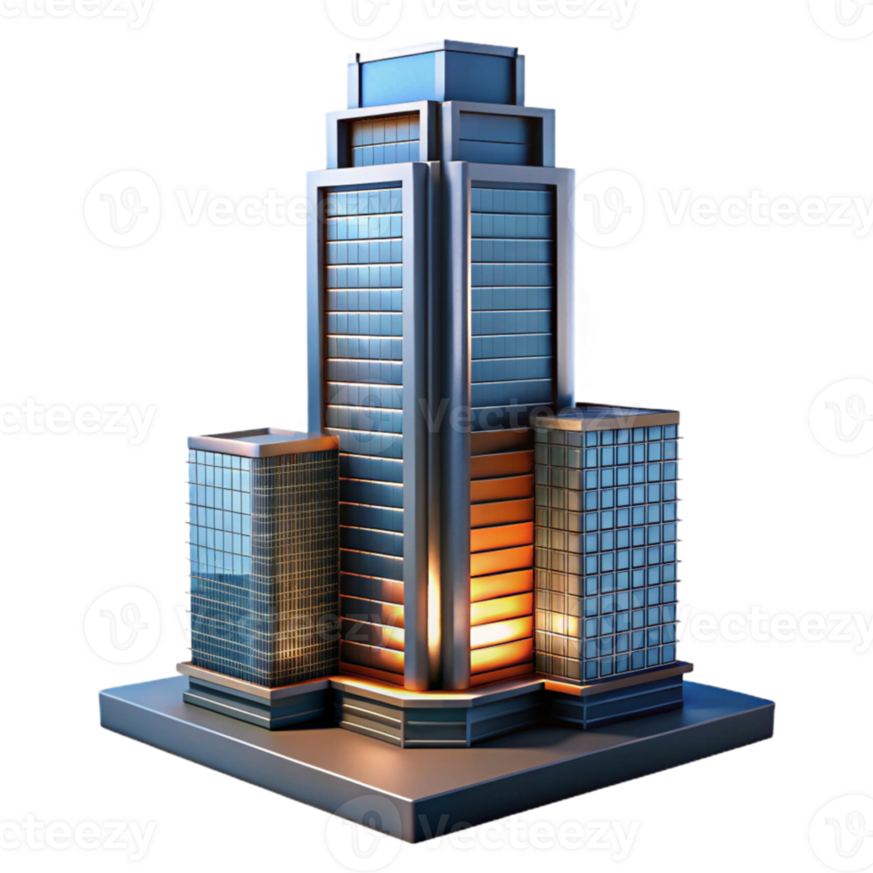 stunning vintage Modern Skyscraper at Dusk Isolated Cutout Element professional png