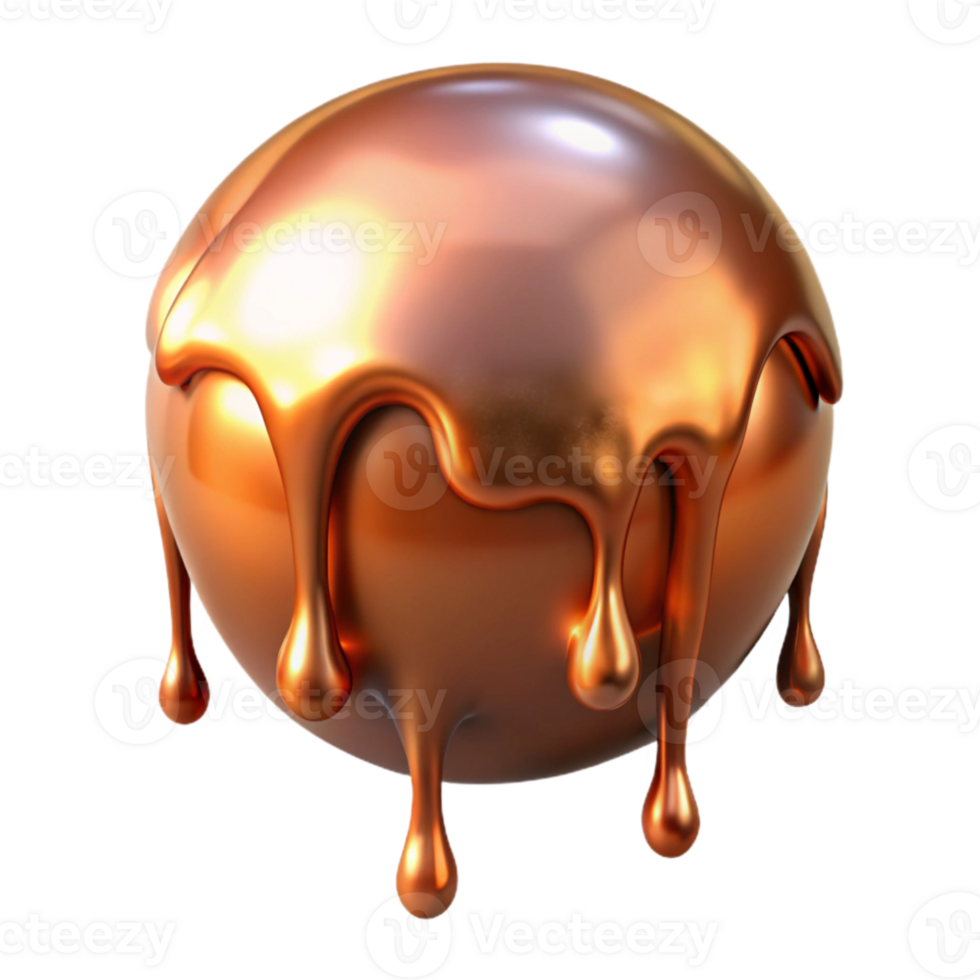 serene traditional Molten Copper Dripping Cutout with Realistic Reflections professional png