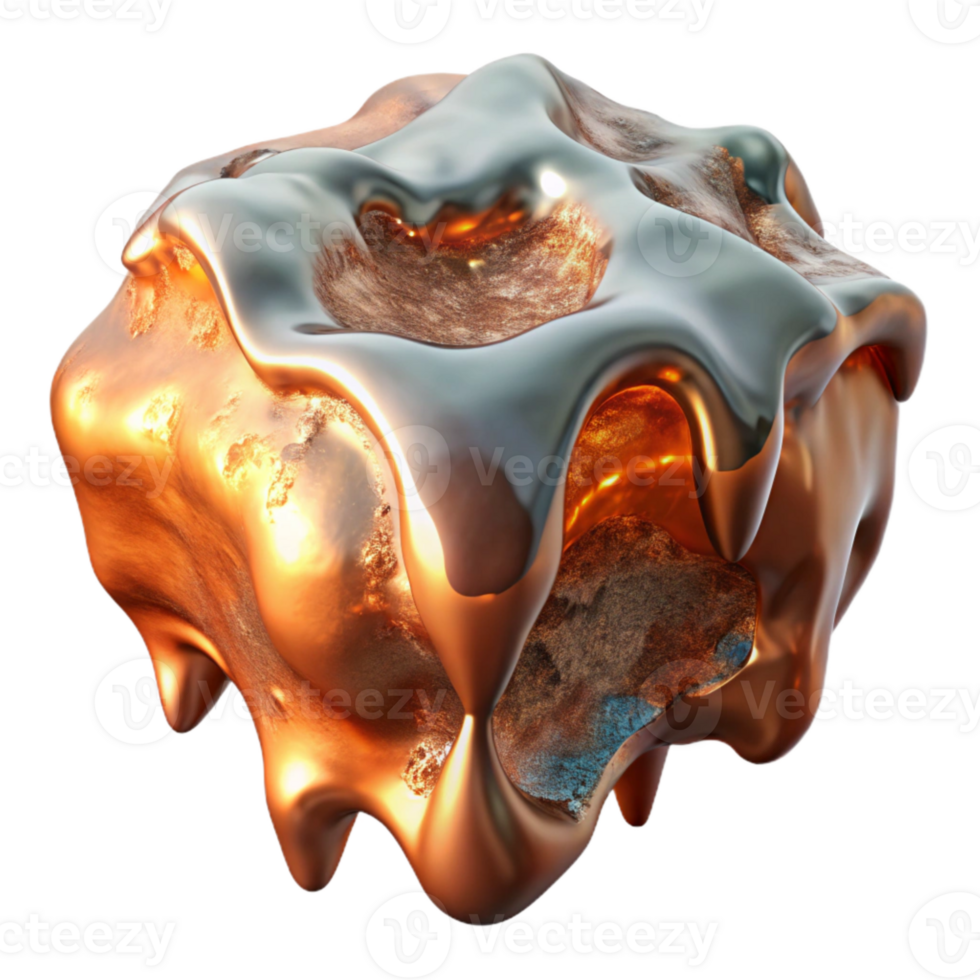 serene classic Molten Copper and Ice Cutout with Transparent Background authentic png