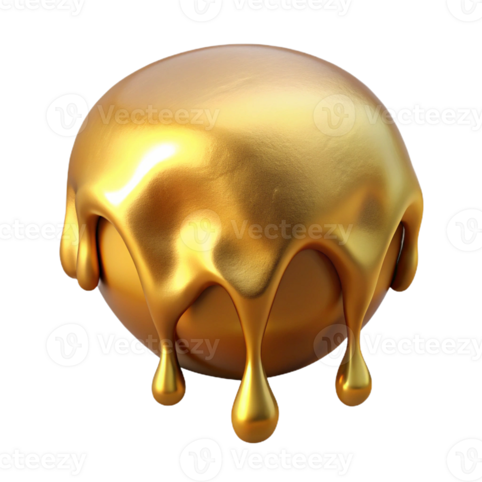 serene creative Molten Gold Dripping Cutout with High Shine premium png