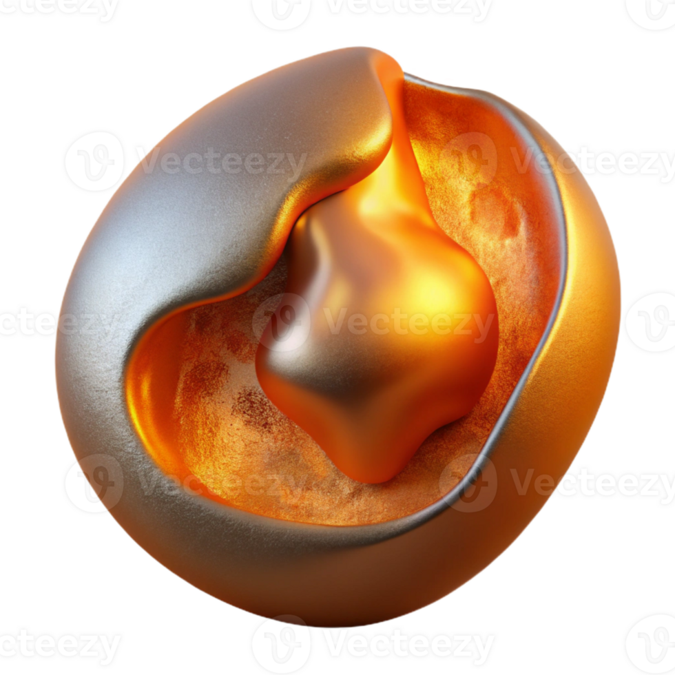 beautiful artistic Molten Copper Pour Cutout with Orange Hue exclusive png