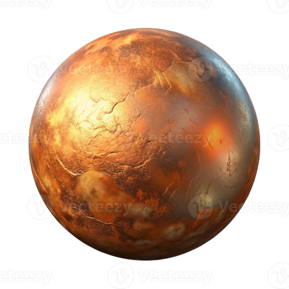 stunning minimalist Molten Copper Orb Cutout on Transparent Background high resolution png