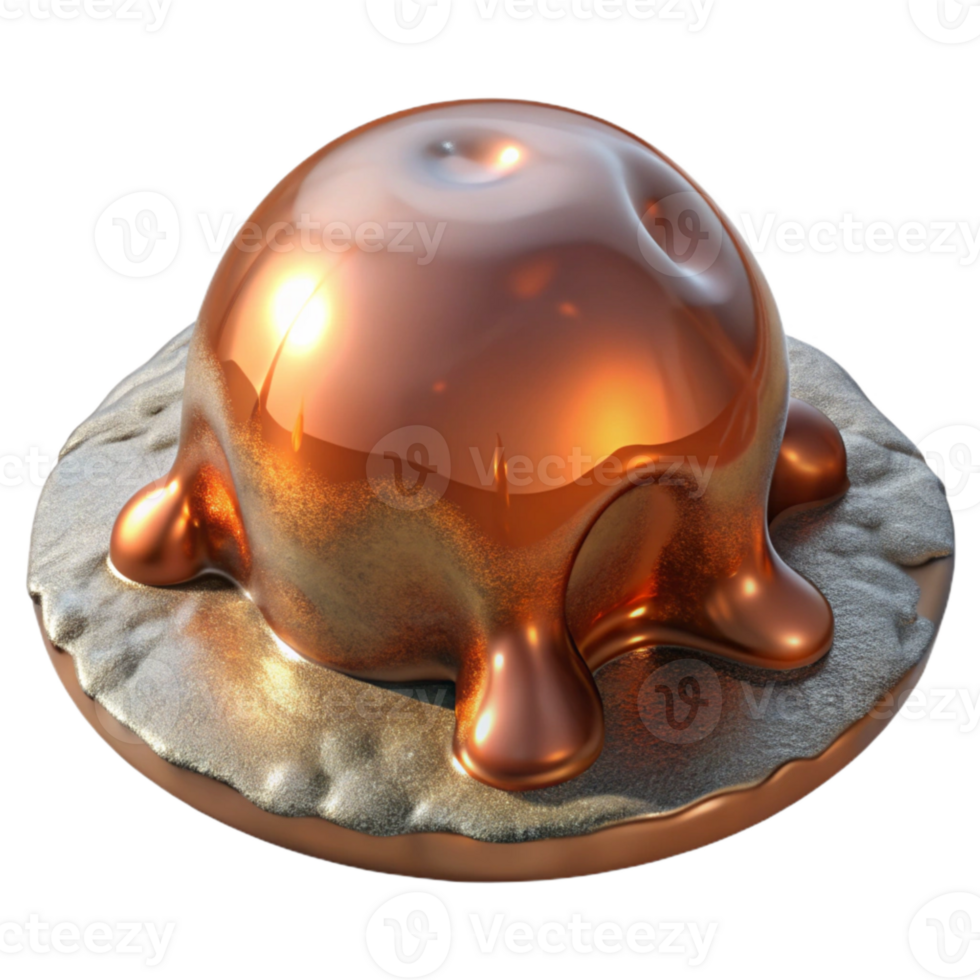 impressive classic Molten Copper Solidifying on Ice Surface Isolated genuine png