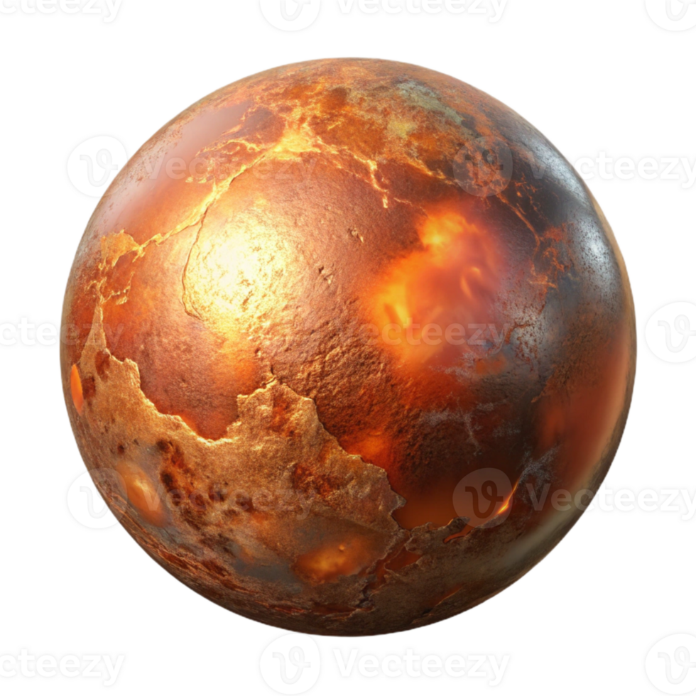 extraordinary rustic Molten Copper Orb Cutout on Transparent Background exclusive png
