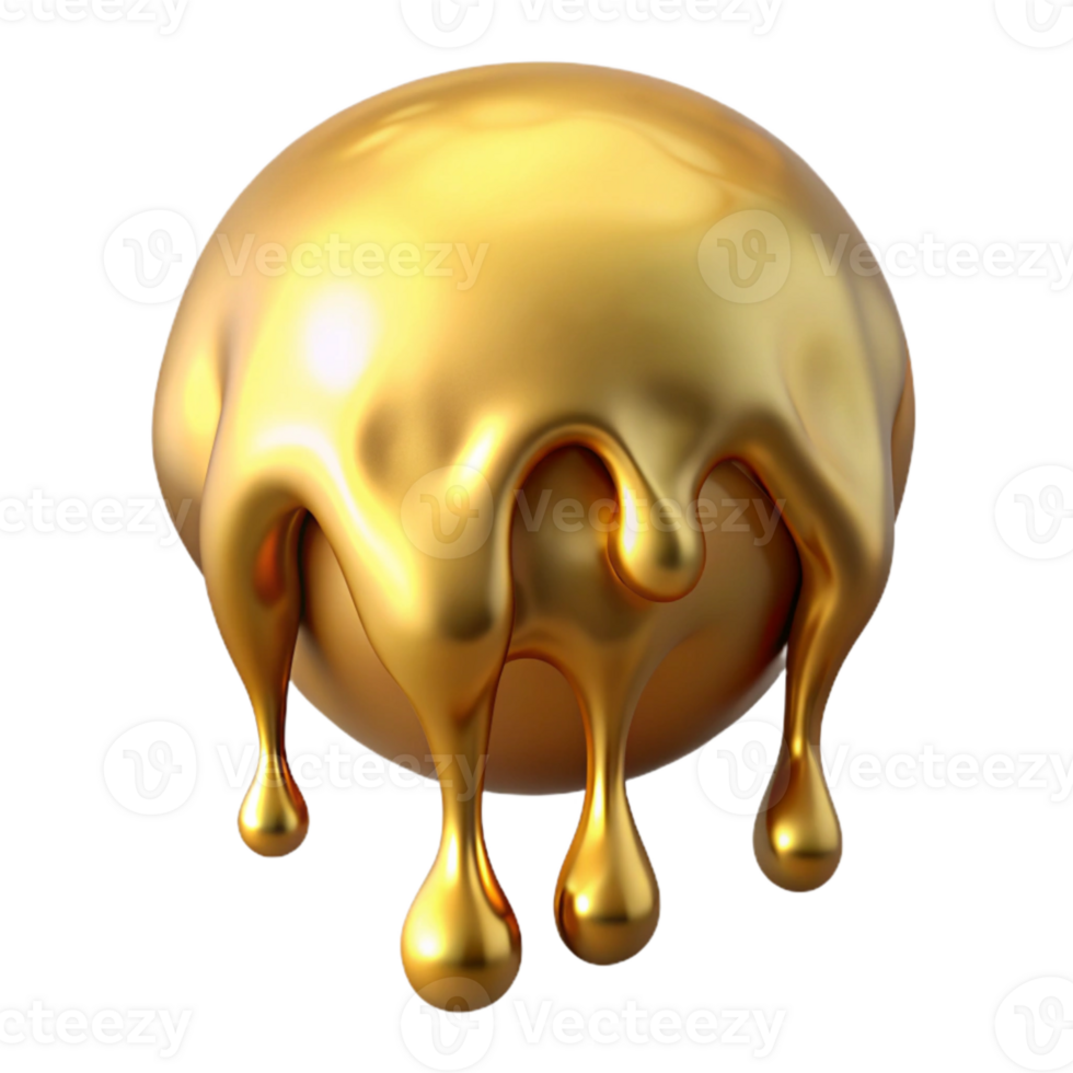 impressive artistic Molten Gold Drip Transparent Cutout detailed png
