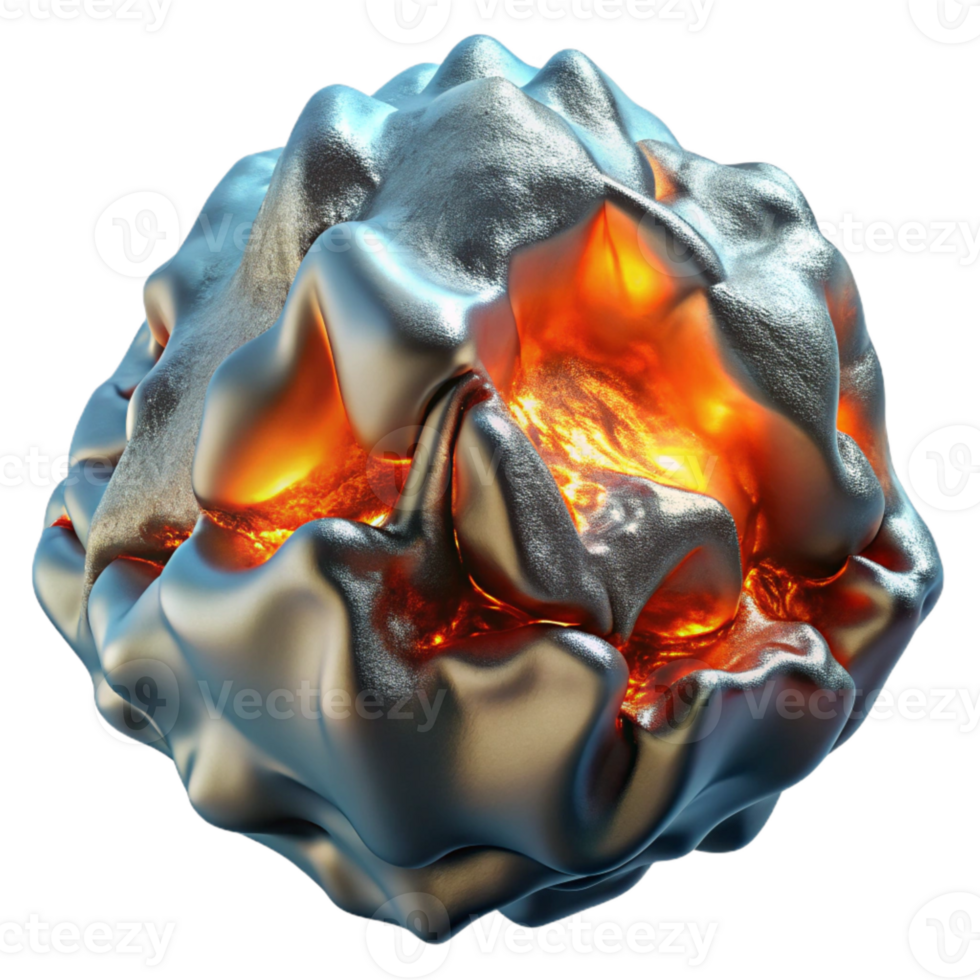 serene creative Molten Metal and Ice Collision Front View Transparent Cutout genuine png