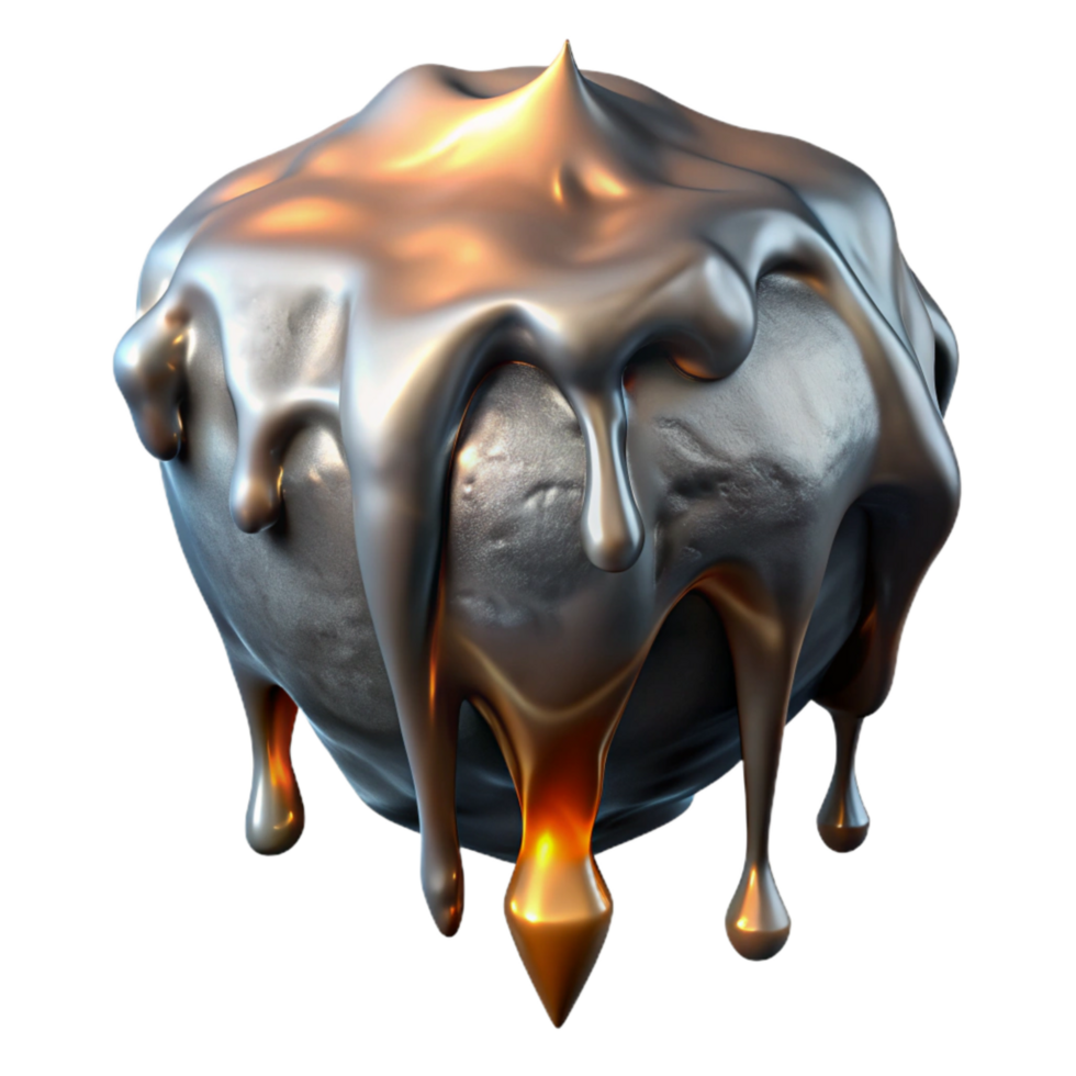 serene abstract Molten Metal Dripping Onto Ice Shard Transparent Background professional png