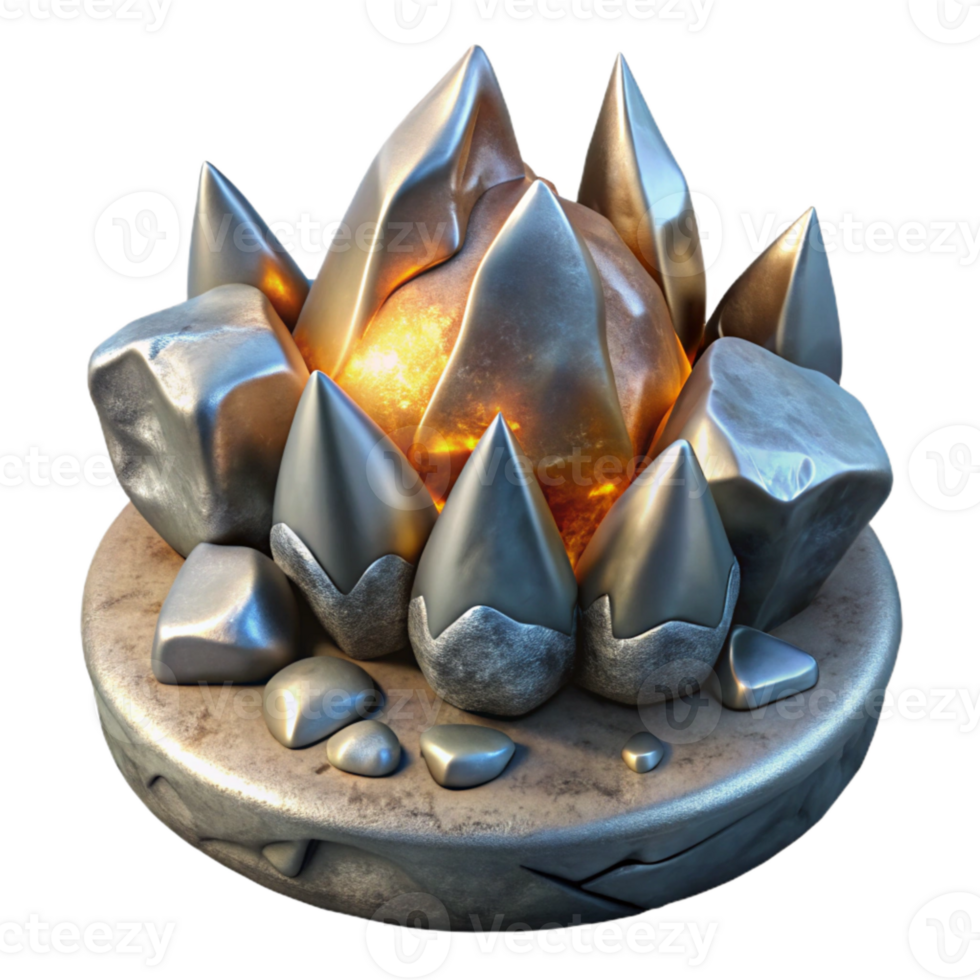 serene creative Molten Metal and Ice Collision Front View Transparent Cutout original png