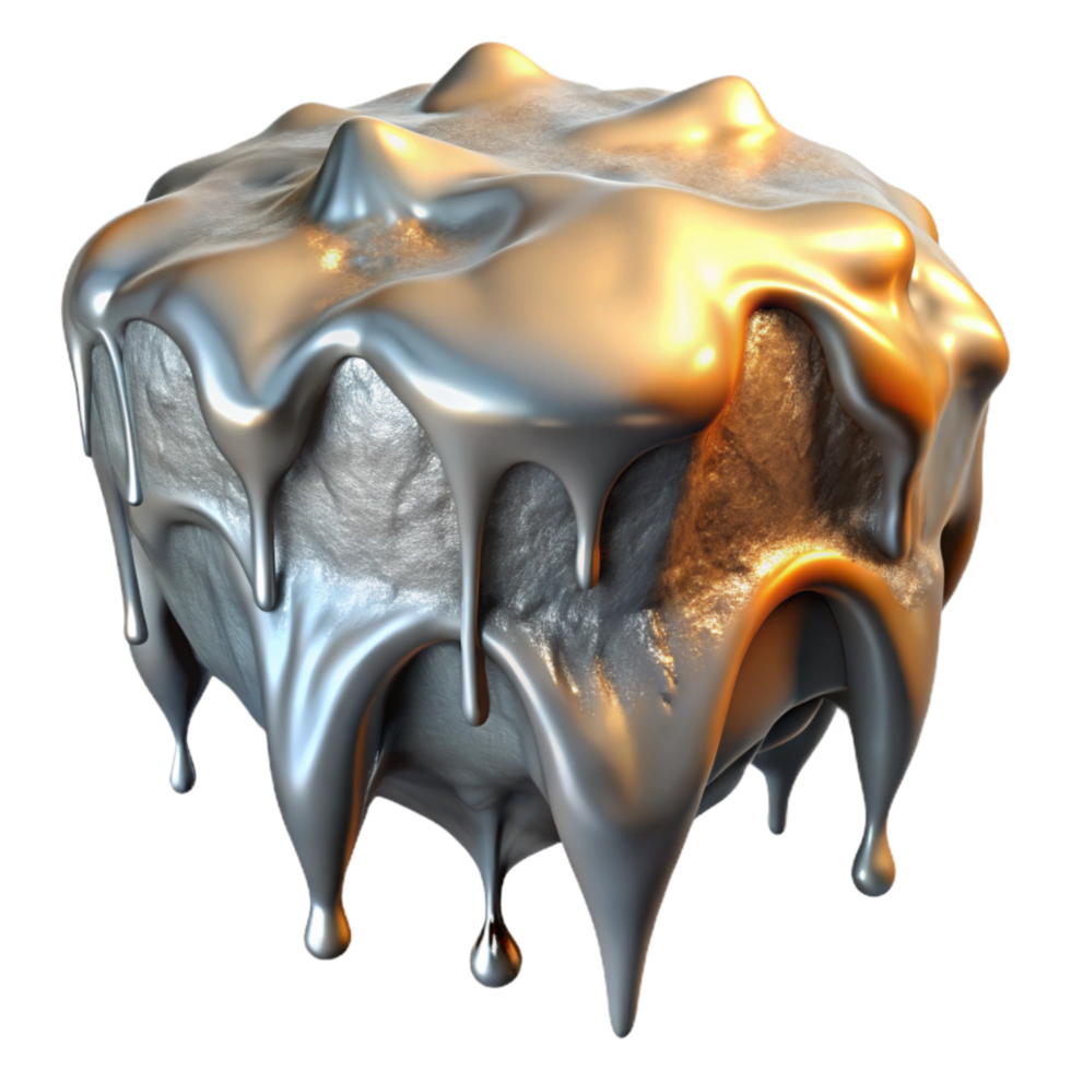 impressive modern Molten Metal Dripping Onto Ice Shard Transparent Background detailed png