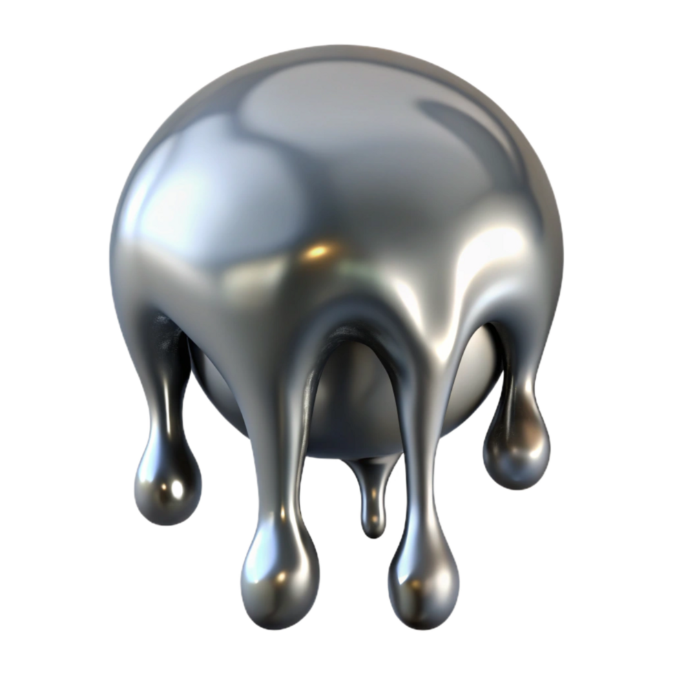 impressive abstract Molten Silver Dripping Cutout with Soft Lighting high quality png