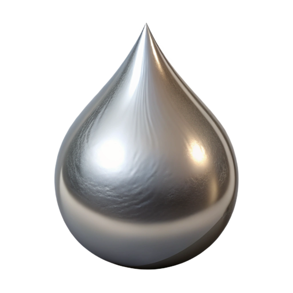 wonderful classic Molten Silver Drop Isolated on Black professional png