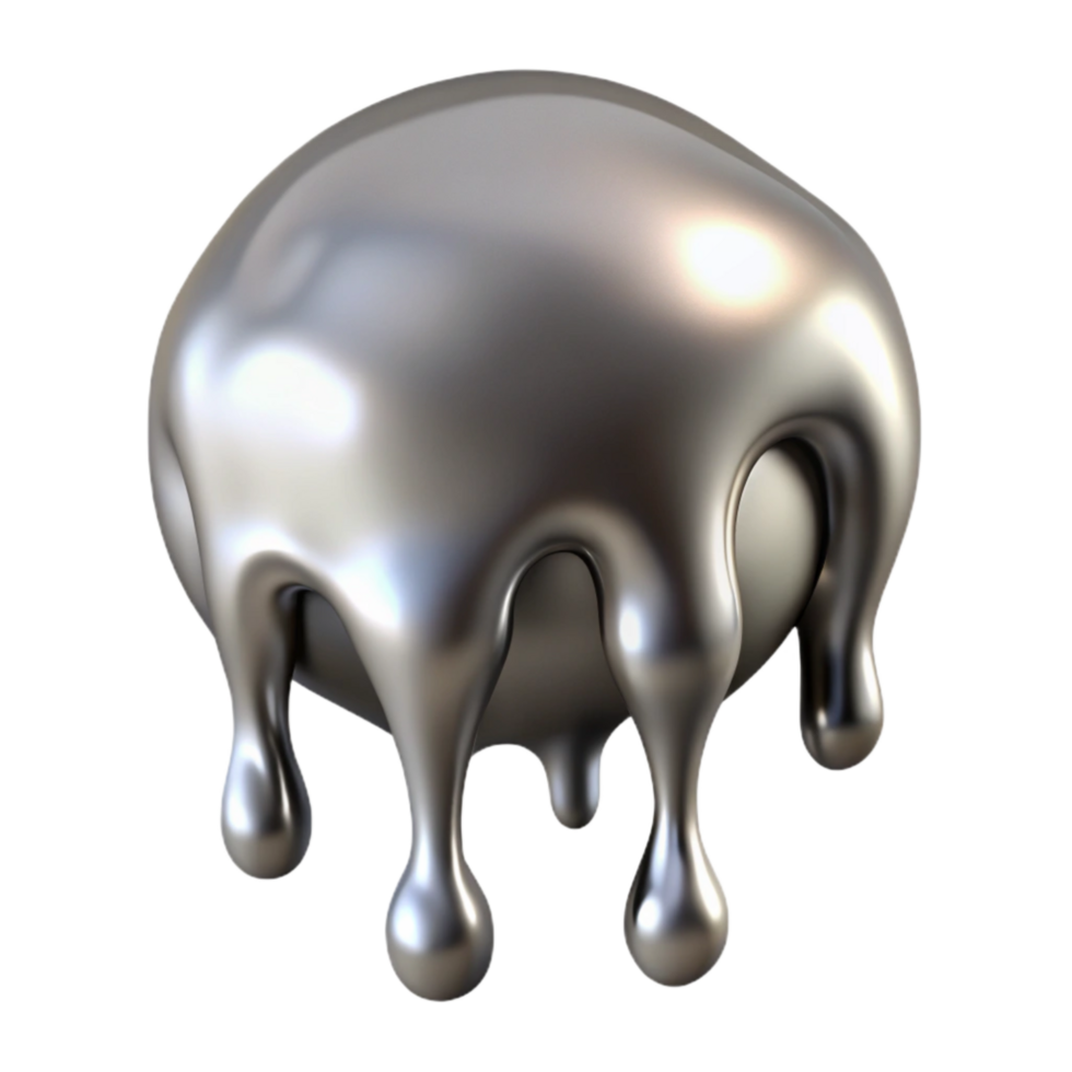 stunning artistic Molten Silver Dripping Cutout with Soft Lighting premium png