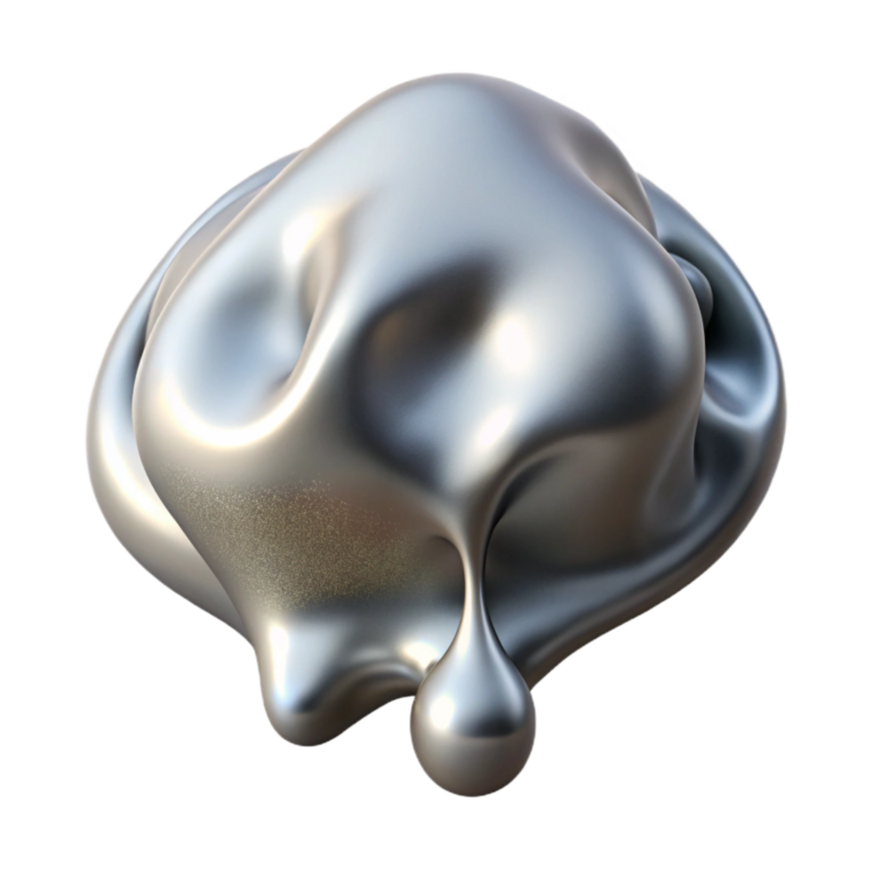 extraordinary minimalist Molten Silver Pour Isolated on Transparent Background original png