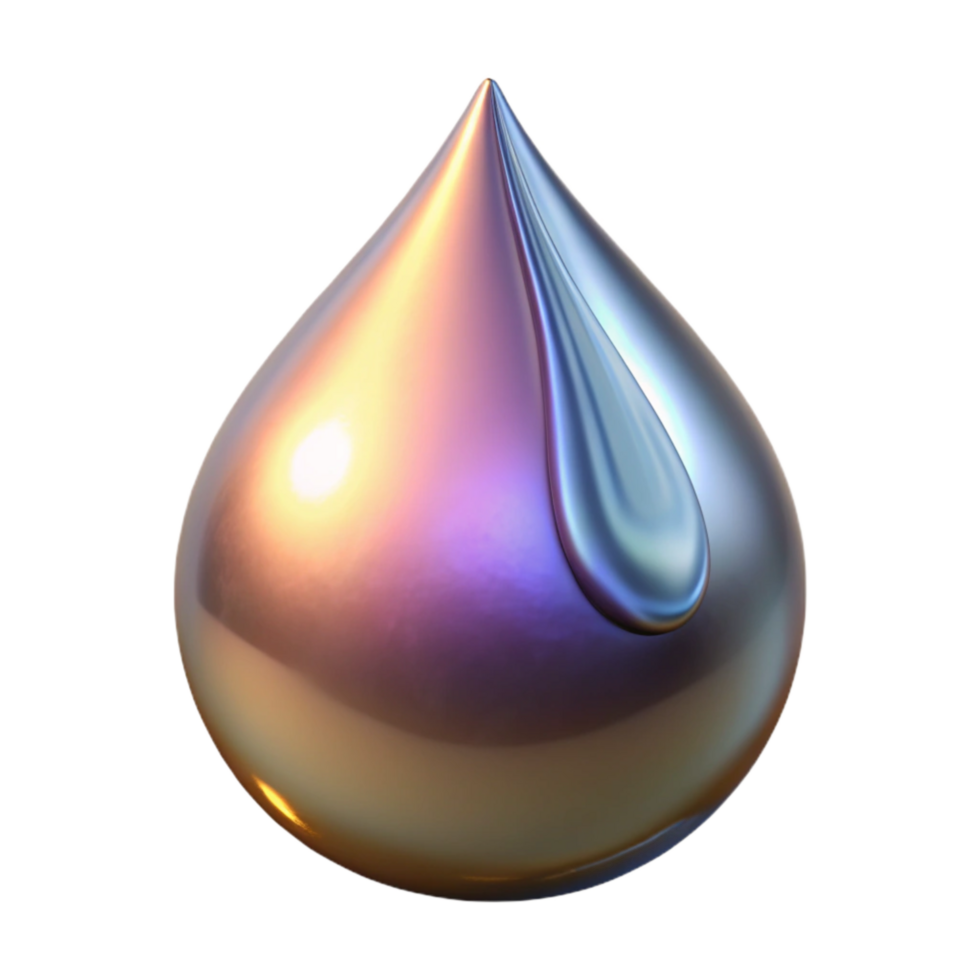 wonderful abstract Molten Titanium Drop Cutout Front View authentic png