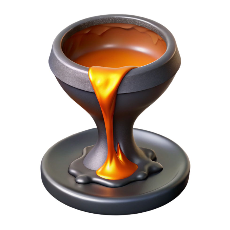 stunning minimalist Molten Steel Pour Isolated on Transparent Background exclusive png