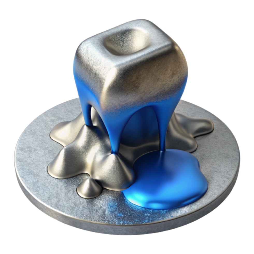 impressive minimalist Molten Silver Pouring Over Blue Ice Cutout premium png