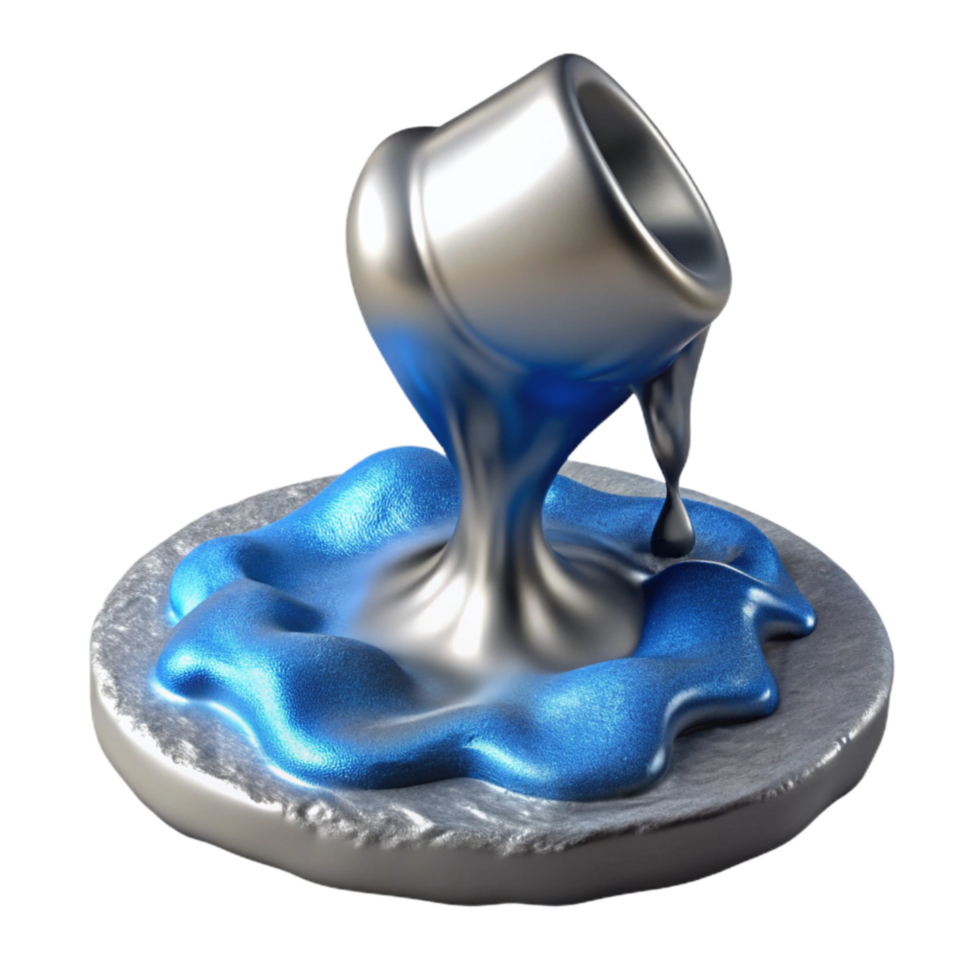 beautiful vintage Molten Silver Pouring Over Blue Ice Cutout genuine png