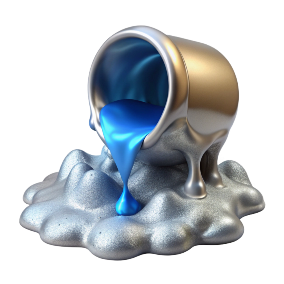 serene traditional Molten Silver Pouring Over Blue Ice Cutout detailed png