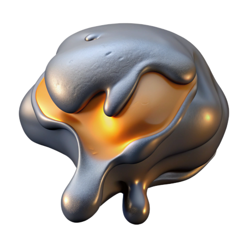 dramatic vintage Molten Titanium Pour Isolated with Gray Hue exclusive png