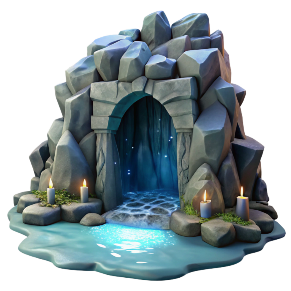 elegant modern Moonlit Cavern Entrance in Ocean Cliff Isolated detailed png