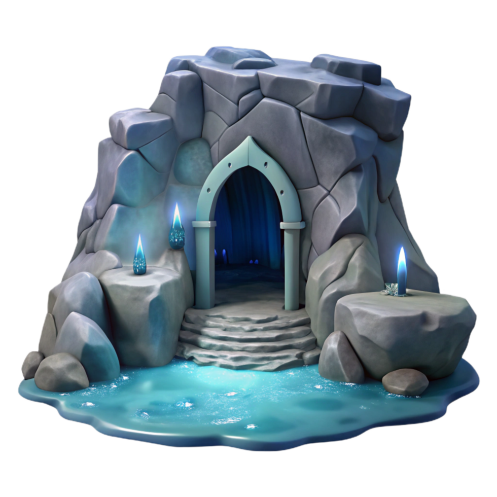 dramatic creative Moonlit Cavern Entrance in Ocean Cliff Isolated high quality png
