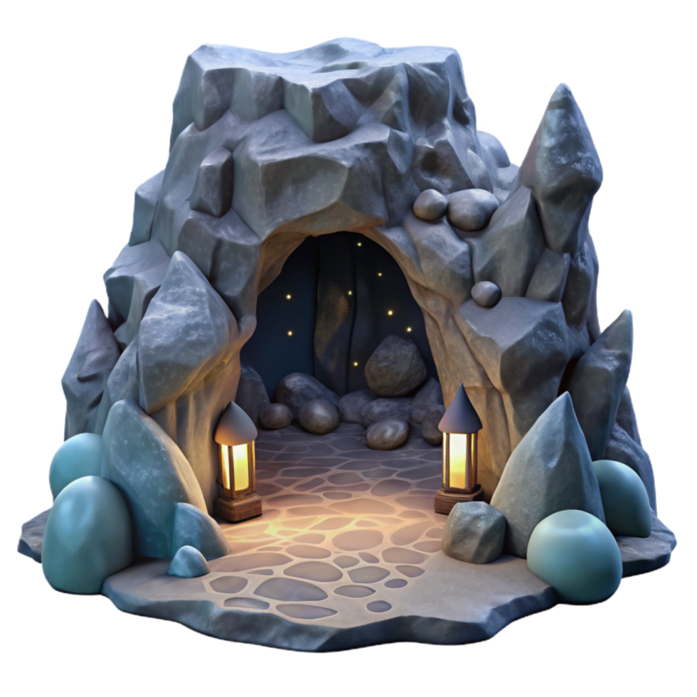 beautiful rustic Moonlit Cavern in Ocean Cliffs Isolated Element high resolution png