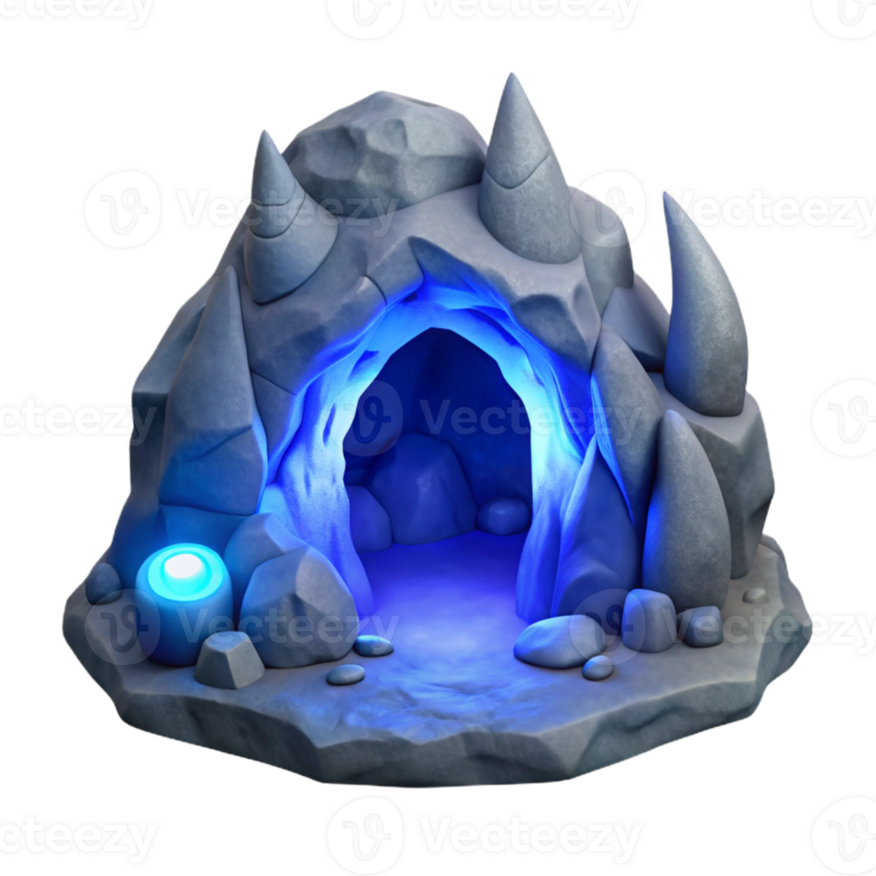 vibrant rustic Moonlit Cavern Cutout with Blue Ocean View premium png