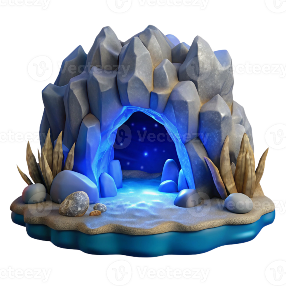wonderful rustic Moonlit Cavern Cutout with Blue Ocean View high resolution png