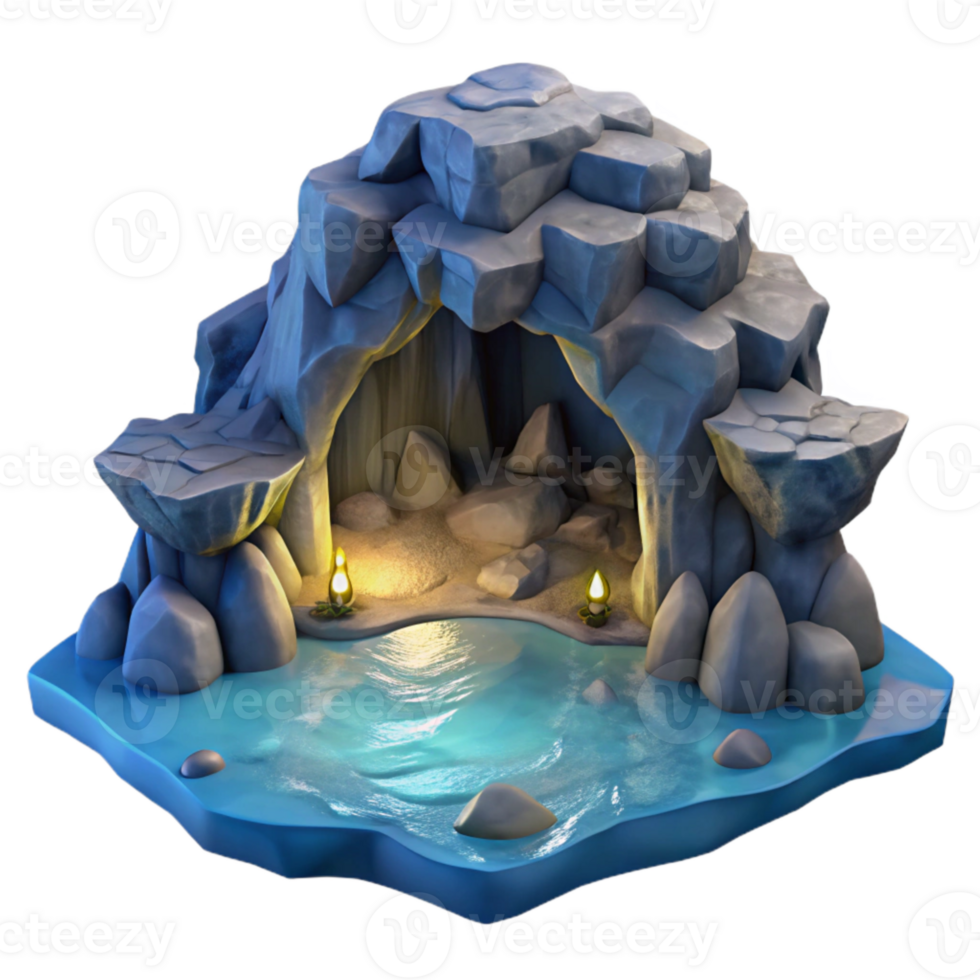elegant creative Moonlit Cavern Isolated Ocean Cliff Setting detailed png