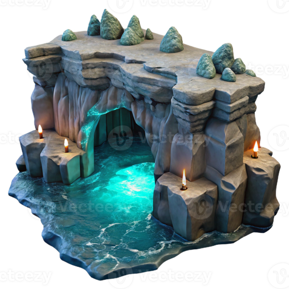 beautiful abstract Moonlit Cavern Cutout with Blue Ocean View original png