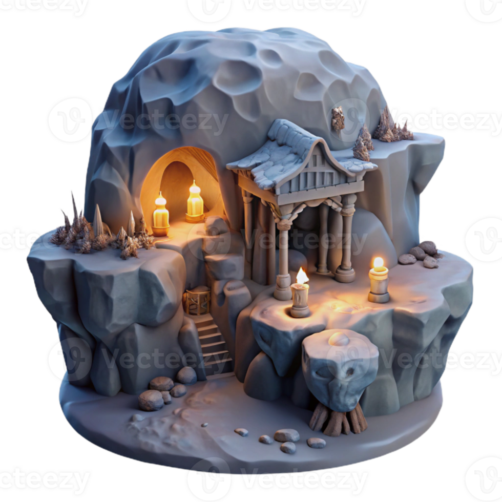 beautiful traditional Moonlit Cavern Transparent Background Cliffside View genuine png