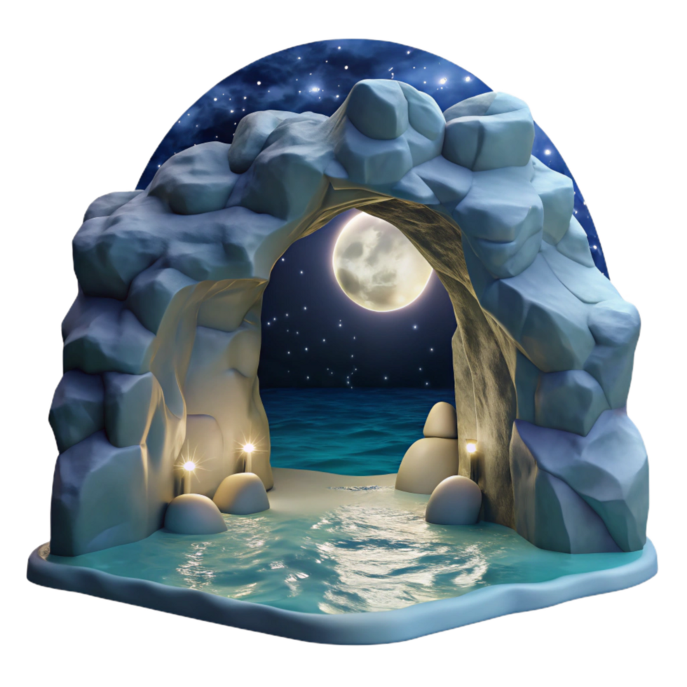 extraordinary abstract Moonlit Grotto Cutout with Ocean View professional png